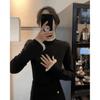 Camisa Base de Encaje con Cuello Alto Stand-Up De Rong para Mujer, Nueva Moda de Invierno Camiseta de Manga Larga, Top Base Cálido y Ajustado