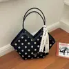 Bolsa de Mão Poá Bicolor para Mulheres, Nova Moda Outono 2026, Bolsa de Ombro Elegante para o Dia a Dia, Bolsa Tote Casual de Grande Capacidade