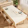 Mantel Color Crema, Lavable, Impermeable, Resistente al Aceite, Inodoro, Lujo Ligero, Tacto de Alta Gama, Mantel para Mesa de Café y Escritorio de PVC, Cubierta de Mesa