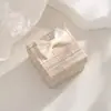 Caja de Anillo con Lazo, Aretes, Pendientes, Caja de Joyería de Tapa y Base, Caja de Joyería, Caja de Regalo Cuadrada de Alta Gama para Joyería
