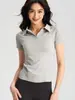 Camiseta de yoga de secado rápido, manga corta, polo de tenis de hombro normal, top de running ajustado, camiseta deportiva casual para verano