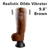 Vibrador Dildo Realista Grande Grueso, Pene de Simulación de Doble Densidad de 9.8 Pulgadas con Testículos, Juguete Sexual para Adultos para Estimulación Vaginal del Punto G Anal, Masturbación para Mujeres Hombres y Parejas