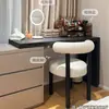 Cadeira de Maquiagem Tendência Penteadeira Banqueta para Quarto de Menina com Toque de Designer de Alto Padrão, Lã de Cordeiro, Cadeira de Jantar Gordinha Estilo Creme