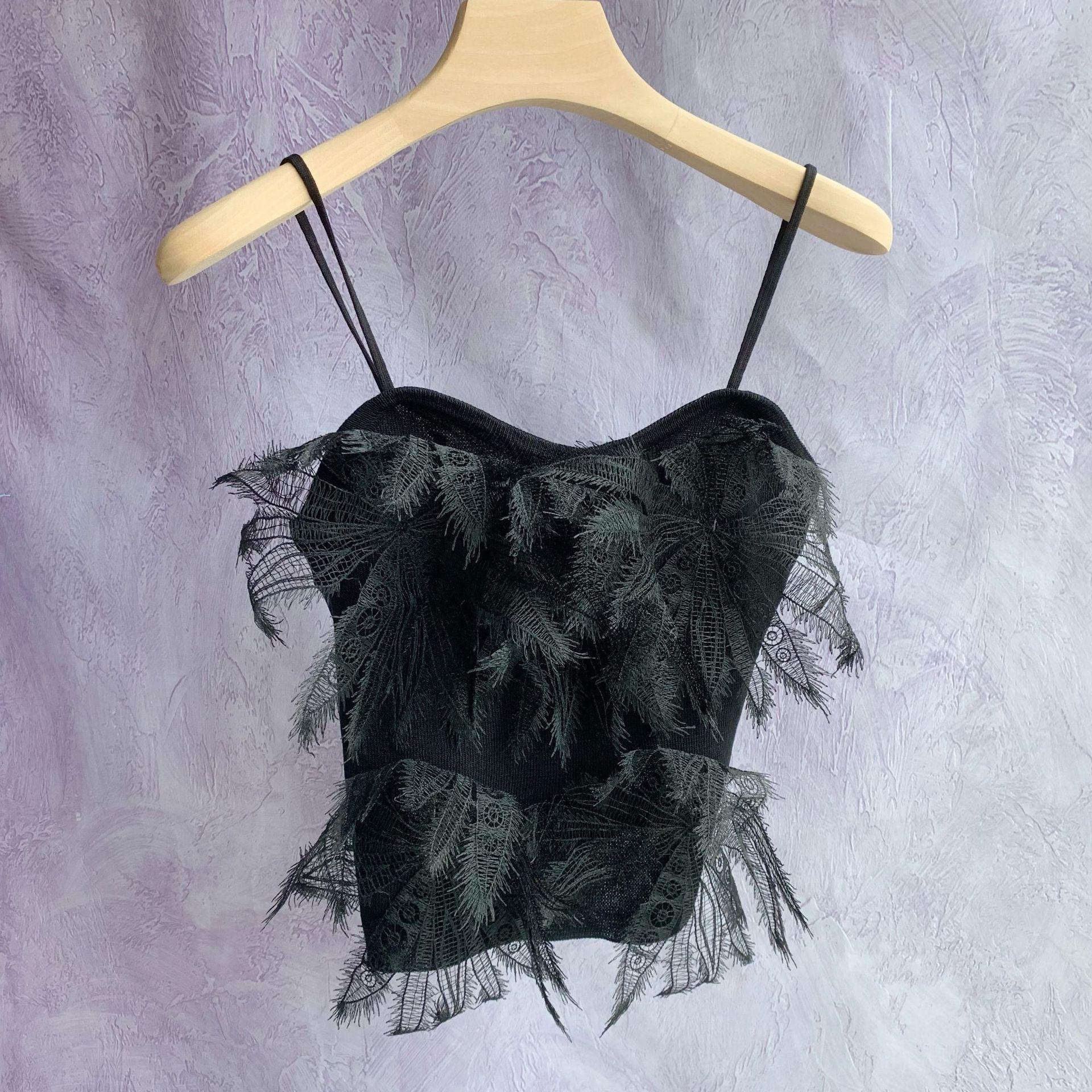 Z-3-30-1  蕾丝羽毛吊带背心 (35)