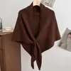 Bufanda de Punto Cruz de Mezcla de Lana de Color Sólido Versátil de Moda Calentador de Cuello Bufanda Cardigan Exterior