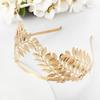 Transfronterizo Europeo y Americano Deseo Nuevos Accesorios para el Cabello Moda Elegante Diadema de Perlas Hoja Dorada Ventas Directas de Fábrica Accesorios de Comercio Exterior