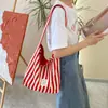 Bolso de Lona Rayado para Mujer 2024 Nuevo Verano Gran Capacidad Bolso para Ir al Trabajo Combinable Bolso de Hombro con una Sola Correa