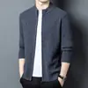 Cárdigan de punto con cremallera y cuello alto 100% lana pura para hombre, suéter de lana para otoño e invierno, engrosado y cálido, prenda de abrigo para hombre