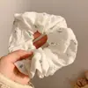 Estilo Coreano Blanco Floral Anillo para el Pelo de Intestino Grande para Mujer Bola Grande en la Cabeza Cuerda para Atar el Cabello Accesorios para el Cabello Nuevo Estilo 2025