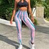 Pantalones de yoga con efecto tie-dye estilo europeo y americano, ajustados, de cintura alta, de secado rápido, para mujer