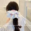 Haiyan azul claro ~ Anillo para el cabello de intestino grueso plegado para mujer, estilo de alta gama, cuerda para el cabello de cola de melocotón, cuerda para el cabello de bola de viento perezoso