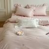 Luxo Acessível Francês Algodão 100S Escovado Renda Bordada Roupa de Cama Conjunto de Quatro Peças com Coração Girly de Alta Qualidade