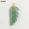 Wt-P2061 Nuevo Colgante con Forma de Pluma Piedra Preciosa Lapislázuli Calcedonia Zircón Cierre Superior Accesorio de Collar
