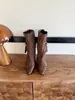 Estilo europeu e americano, design de cano largo, fivela de metal, elegante e versátil, ankle boots de salto alto bico fino