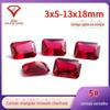 Anel de flor de carro com chanfro retangular 5# pedra bruta de corindo vermelho superfície do anel atacado rubi sintético artificial Ruby grande Vermelho