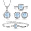 Joya de Piedra Preciosa de Color Brillante Corte Flor de Hielo Set de Bolso Princesa Transfronterizo Europeo y Americano Más Vendido Anillo de Diamante de Alto Carbono Pendientes Collar Pulsera