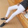 Calça Jeans Rasgada na Perna para Adolescentes Masculina Estilo Coreano Slim Fit Stretch Estudante Tendência Versátil Calça de Perna Calça Skinny