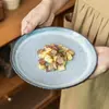Platos de Cerámica Estilo Japonés, Platos Vintage para Desayuno Doméstico, Platos para Ensalada, Vajilla Redonda, Platos para Presentación de Pasta al por Mayor