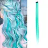 Extensões de Cabelo Sintético Coloridas Longas Lisas com Presilha, Apliques para Tingir Orelhas, Mechas Imperceptíveis, Extensões de Cabelo, Perucas