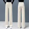 Pantalones rectos de cintura alta con forro de polar, de corte holgado y adelgazante, de pana, cálidos para primavera y otoño, pantalones casual versátiles