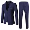 Comercio Exterior Transfronterizo Caliente en stock Traje traje talla extra Corte ajustado Color liso Vestido Traje casual para hombre Traje de dos piezas