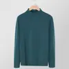 Camisa básica de veludo alemão de cor sólida com gola semimédia para homens, estilo Hong Kong outono e inverno, quente e versátil, camiseta casual de manga comprida