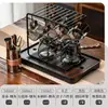 Juego de Té de Cristal, Lujo Ligero para Uso Doméstico, Tetera de Gama Alta para Sala de Estar, Juego Completo para Uso en Oficina, Mesa y Bandeja de Té Kung Fu