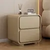 Mesita de noche de estilo crema de cuero, libre de instalación, gabinete de almacenamiento para dormitorio, mesita de noche pequeña, gabinete estrecho