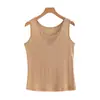 Chaleco de Seda de Morera con Encaje en V Camisola Ropa de Verano para Mujer Talla Extra Sin Mangas Camiseta Base Top