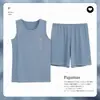 200 Libras Talla 5XL Extra Grande Pijama de Modal Verano Tallas Grandes y Extra Cómodo Traje de Shorts de Manga Corta Holgado para Hombre