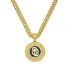 Colar com Pingente de Corrente Totalmente Cravejado com Diamantes Novo Estilo Hip-Hop Europeu e Americano Transfronteiriço Pingente Personalizado com Logo de Time de Baseball