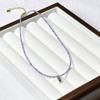 Collar de Cristal de Zircón Morado Estilo Japonés y Coreano para Mujer, Simple, Combinable con Todo, Cadena para Clavícula con Cuentas de Cristal, Cadena para Suéter de Alta Gama para Mujer