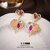 Brincos de Flor de Diamante Vintage Meio Antigo Estilo Corte Retro Elegante Elegante Brincos de Alta Qualidade Atacado