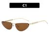 Gafas de Sol Triangulares Ojo de Gato Pequeñas con Marco Perlado Moda Ins Europea y Americana Gafas de Sol Sin Marco de Gama Alta Gafas de Sol Personalizadas