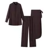 Comercio exterior al por mayor transfronterizo ropa de mujer europea y americana, artículo de moda casual de alta venta en AliExpress, conjunto de tres piezas con camisa, pantalones y volantes
