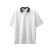 Nueva Camisa Polo de Color Sólido para Hombre, Camiseta Retro Simple de Verano con Cuello Campana, Top Versátil de Manga Corta Ajustado, Moderno Blanco
