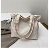 Bolsa Tote Color Sólido Ins2025 Nuevo Diseño Casual Bolso de Lona para Mujer Estilo Sal de Alto Valor Estudiante Trendy Bolso Grande