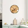 Nuevo Reloj de Pared Acrílico Simple Estilo Chino Reloj con Textura de Madera para Sala de Estar Decorativo Moda Reloj Silencioso