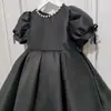Nuevo Vestido de Niña Estilo Coreano Negro Estilo Hepburn Vestido de Princesa Traje para Cumpleaños Primer Año Actuación de Piano Vestido de Palacio Ponte
