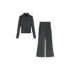 Conjunto Esportivo de Outono para Mulheres 2025 Novo Casaco Moletom Cinza Top Slim Roupa Casual Conjunto de Duas Peças para Mulheres