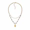 Collar de doble capa de piedras preciosas en stock, venta directa de fábrica para mujer, nuevo modelo 2026 cadena para la clavícula, diseño de nicho, gargantilla elegante