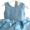 Vestido de noche para niñas transfronterizo, nuevo vestido de gala sin mangas con lentejuelas, traje de actuación de piano, vestido de princesa de pequeña anfitriona