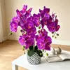 Vaso de Cimento com 34 Orquídeas Borboleta Artificiais, Falso Bonsai para Decoração de Fundo de Fotografia de Casamento, Ornamentação de Planta em Vaso com Flor Artificial de Toque Realista