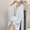 Camiseta Cobertura Protetora Solar Fina de Algodão Bambu para Mulheres, Novo Estilo Verão 2026 com Design de Bolso, Camiseta Básica Tendência de Manga Longa