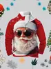 Sudadera Navideña para Hombre Estilo Comercio Exterior Transfronterizo 2024 Moda Sudadera con Estampado Digital Navideño Cuello Redondo Pullover