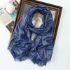 Primavera y Verano Nuevo Bufanda Larga de Color Sólido Rayón Seda Dorada Seda Plateada Bufanda de Seda Brillante Chal Turbante Largo Monocromático para Mujer Venta al por Mayor