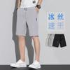 Pantalones Cortos Casuales de Seda de Hielo Delgados de Verano de Cinco Puntos para Hombre Pantalones Grandes Pantalones de Playa Ropa Exterior Pantalones de Caballo Pantalones Medios de Verano