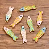 Encanto de Animal Marino Esmaltado de Color Acero Inoxidable Doble Cara 8X27mm Colgante de Pez Accesorios para Pendientes Collares DIY
