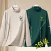 Tops de otoño e invierno con cuello semi-alto, forro polar de doble cara, capa interior ajustada de negocios, camiseta base cálida, camiseta de manga larga para hombre