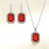 Collar y Pendientes Colgantes de Cubo de Cristal Transfronterizos Europeos y Americanos, Regalo de Cumpleaños de Lujo Ligero para Novia, Juego de Joyería